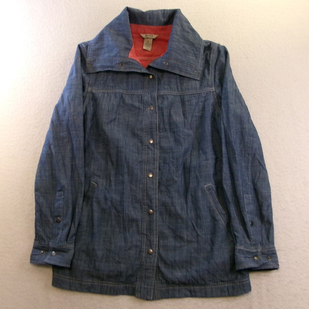 Duluth Trading Co‎ Womens M Jacket Blue Chambray Snap Front Utility 3237-4